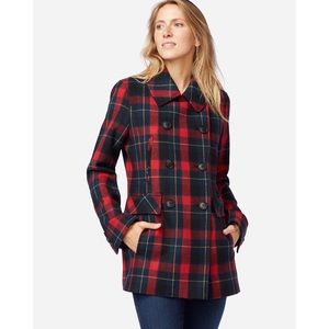 WOMEN'S PLAID WOOL PEACOAT